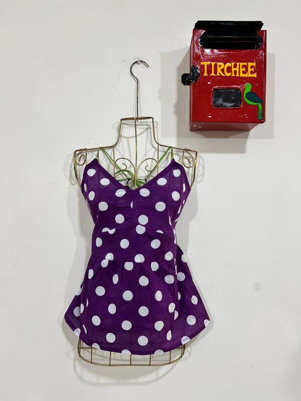 Inchara's Tie Back Peplum Top - Purple polka