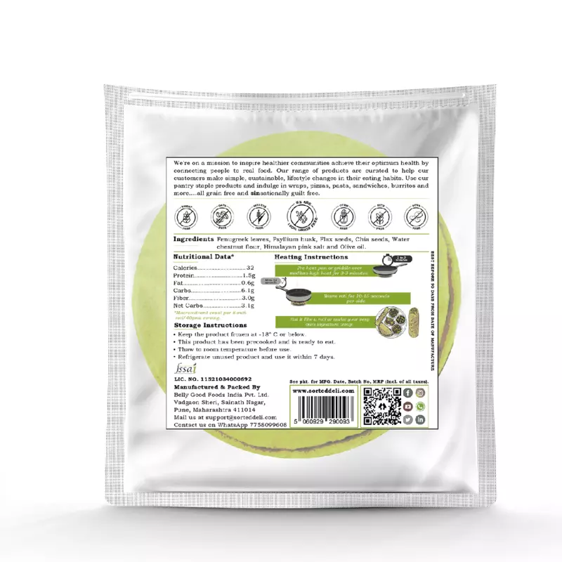 Fenugreek Roti (Pack Of 5) | 3.1 Gms Net Carbs