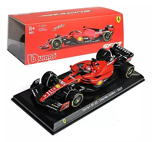 Ferrari SF23 F1 with helmet Charles Leclerc 1:24 Bburago