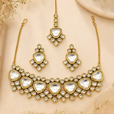 Kundan Vayana Gold Statement Necklace Set