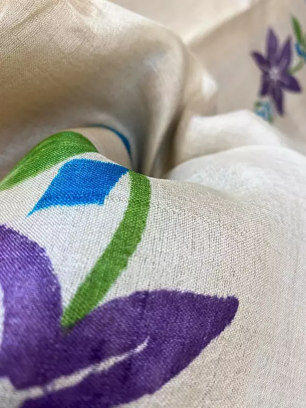 Tussar Silk Saree with Purple Border & Floral Design | Elegant Handloom Saree