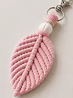 Macrame Leaf Keychain — Ivory, Beige & Blush Pink (Set of 3)