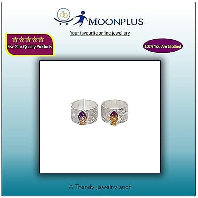 Silver Toe Ring, Metti with Enamel Fish Design Silver Toe Ring, Metti with Enamel Fish Design