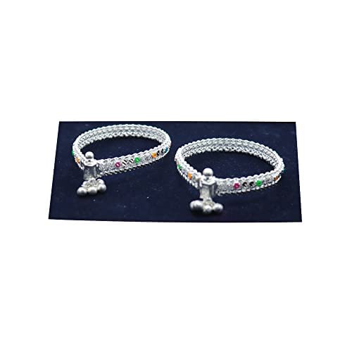 Silver Enamel Design Anklet