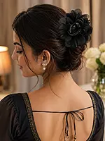 Organza Rose Hair Clutcher with Crystal-Edged Petals