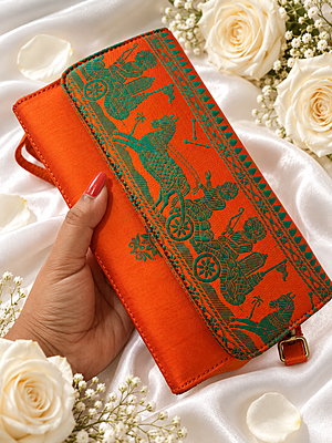 Handloom Baluchari Silk Sling Bag – Orange & Green
