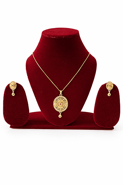 Round Filigree Pendant and Earring Set