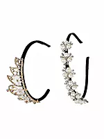 Embellished Black Hairbands Set - Pearl and Crystal Decorative Headbands