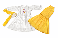 Butterfly Embroidered Dress Set with Dupatta and Plazo for Girls