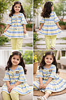 Striped Cotton Frock with Matching Leggings for Girls
