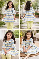Striped Cotton Frock with Matching Leggings for Girls