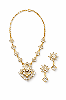 Royal Gold Crystal Necklace and Earring Set