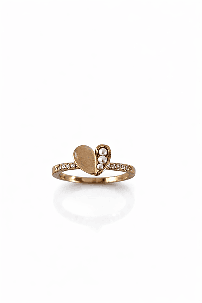 Gold Heart Pearl Accent Ring