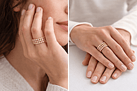 Triple Row Crystal Band Ring