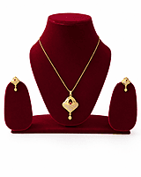 Traditional Gold Teardrop Pendant and Earring Set