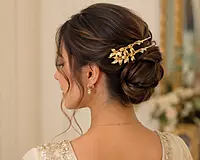 Gold-Tone Floral Hairpin Set with Translucent Bead Flowers