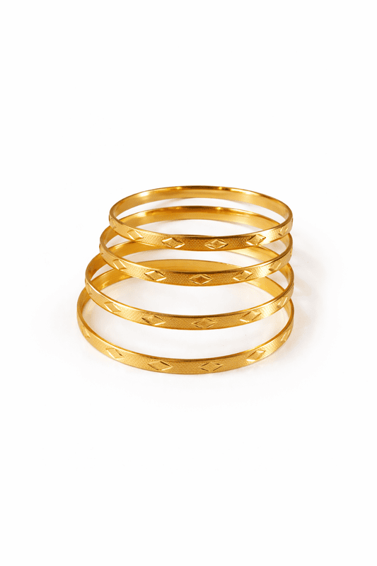 Classic Textured Gold Bangle Set