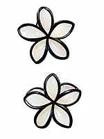 Resin Flower Hair Clip Set with Black Outline