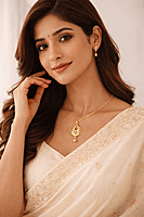 Gold Filigree Drop Pendant and Earring Set