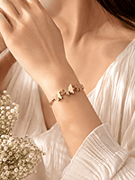 Triple Butterfly Bangle Bracelet with Crystal Accent in Gold