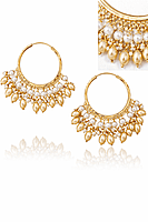 Beaded Hoop Earrings with Pearl Detailing