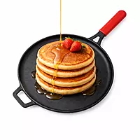 Granny Kitchen Cast Iron Tawa | Pre-Seasoned Heavy Duty Tawa with Silicone Handles
