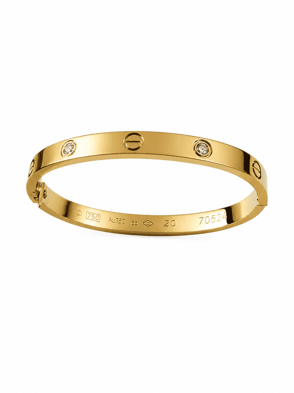 Gold Screw Motif Bangle Bracelet with Crystal Accents
