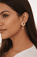 Traditional Gold Teardrop Pendant and Earring Set