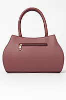 Elegant Mauve Leather Handbag with Gold Accents