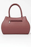 Elegant Mauve Leather Handbag with Gold Accents