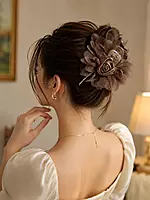 Organza Rose Hair Clutcher with Crystal-Edged Petals