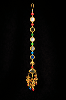 Multicolor Mirror and Bead Latkan with Golden Tassels
