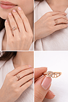 Gold Double Heart Crystal Ring