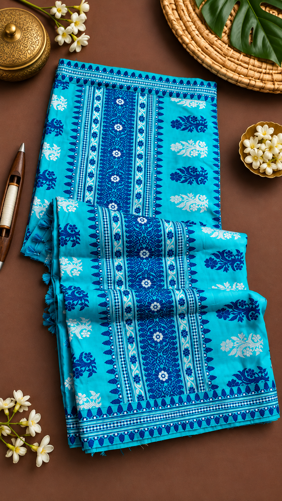 Turquoise Blue Assam Paat Silk Saree Turquoise Blue Assam Paat Silk Saree