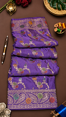 Pure Katan Silk Banarasi Saree in Rich Deep Lilac | Machine Loom Woven Pure Katan Silk Banarasi Saree in Rich Deep Lilac | Machine Loom Woven
