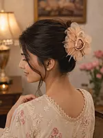 Organza Rose Hair Clutcher with Crystal-Edged Petals