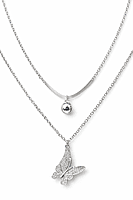 Layered Butterfly Pendant Necklace with Crystal Detailing | Anti Tarnish