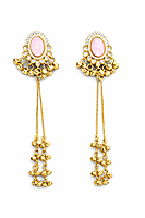 Pink Stone Gold-Plated Kashmiri Earrings