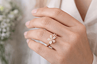Gold Floral Pearl Crystal Ring