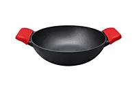 Granny Kitchen Cast Iron Kadai with Silicone Grip Handles | Pre-Seasoned
