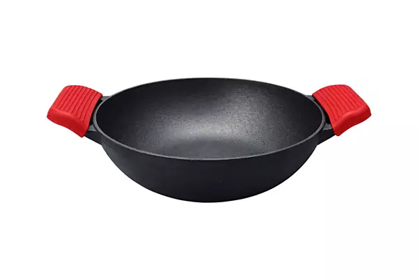 Granny Kitchen Cast Iron Kadai with Silicone Grip Handles | Pre-Seasoned