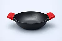 Granny Kitchen Cast Iron Kadai with Silicone Grip Handles | Pre-Seasoned