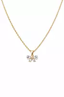 Gold Plated Bow Pendant Necklace with Crystal Accents