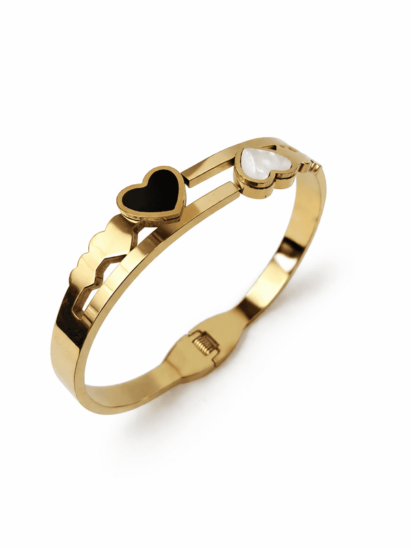 Gold Plated Dual Heart Openable Bracelet | Anti Tarnish Bracelet