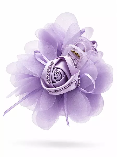 Organza Rose Hair Clutcher with Crystal-Edged Petals
