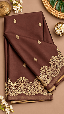 Mashru Katan Banarasi Saree – Chocolate Brown with Golden Zari Mashru Katan Banarasi Saree – Chocolate Brown with Golden Zari