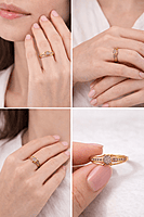 Gold Halo Crystal Band Ring