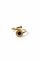Gold Roman Dial Black Stone Ring