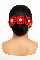 Red Rose Hair Pins – Set of 4 Artificial Floral Accessories