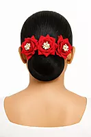 Red Rose Hair Pins – Set of 4 Artificial Floral Accessories